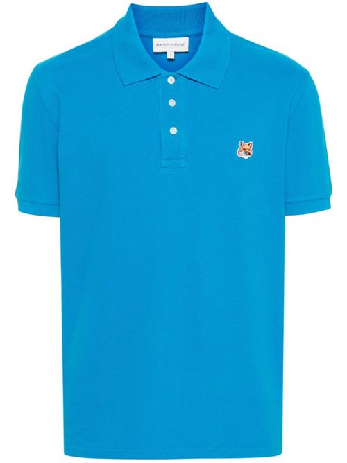 Polo in piqué di cotone blu azzurro Maison Kitsuné | LM00208KJ7002P451